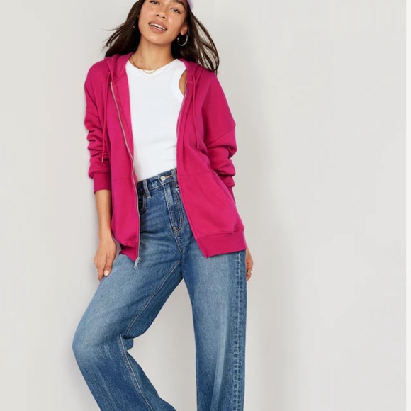 NWT OLD NAVY Oversized Full-Zip Hoodie Color: Berry Fine SIZE MEDUIM - Picture 3 of 5